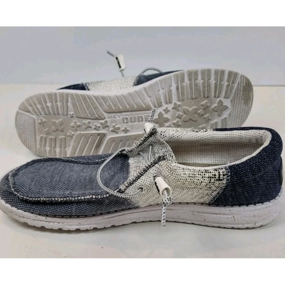Hey Dude Men's Wally Sox Tri Slip On Shoes Navy White Size 8